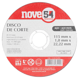 Disco Corte DCV 115x16x22 - Nove54