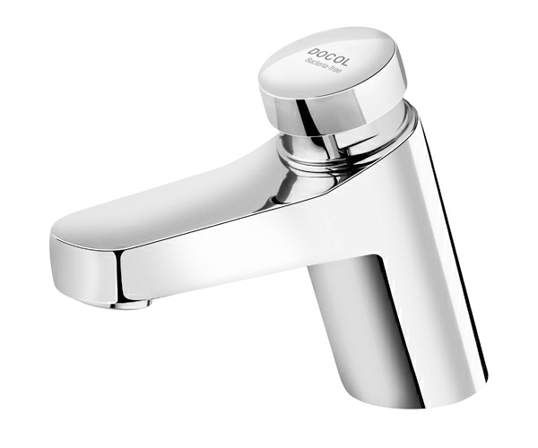 Torneira-para-Lavatorio-de-Mesa-Pressmatic-Deluxe-com-Regulador-de-Tempo-Bacteria-Free-Cromado---Docol