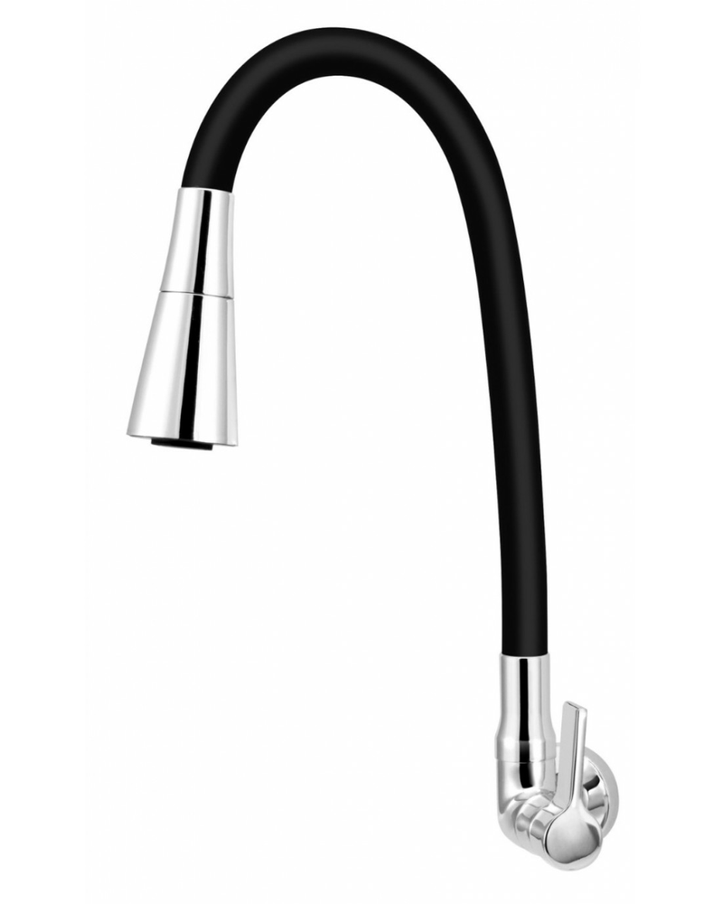 Torneira-para-Cozinha-de-Parede-1-4-de-Volta-Bica-Articulada-Preta-Clean-C62-1168-Cromado---Esteves