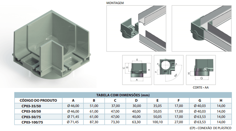 Emenda-para-Canaleta-com-Saida-Vertical-Top-90-50x50-Cinza---TOPMAX