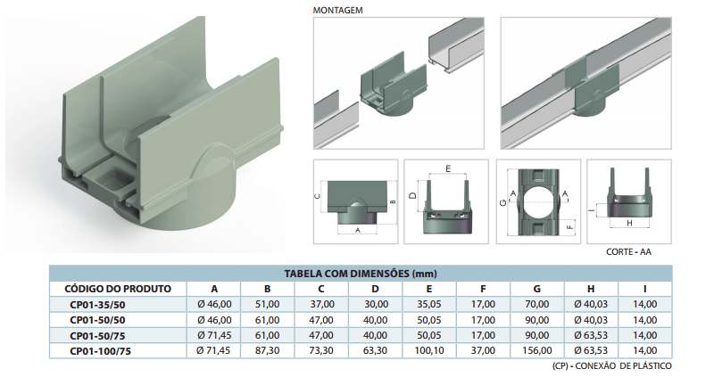 Emenda-para-Canaleta-Reta-Saida-Vertical-Top-50x75-Cinza---TOPMAX