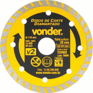 Disco Corte Diamantado com Furo 20mm V2 110mm - Vonder