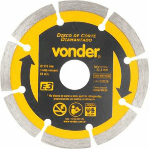 Disco Corte Diamantado com Furo 22mm E3 110mm - Vonder