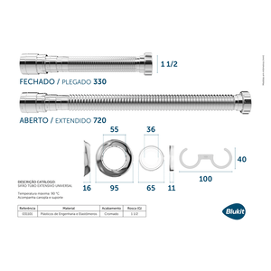 Sifão Multi Flex 1 1/2x40 Cromado - Blukit