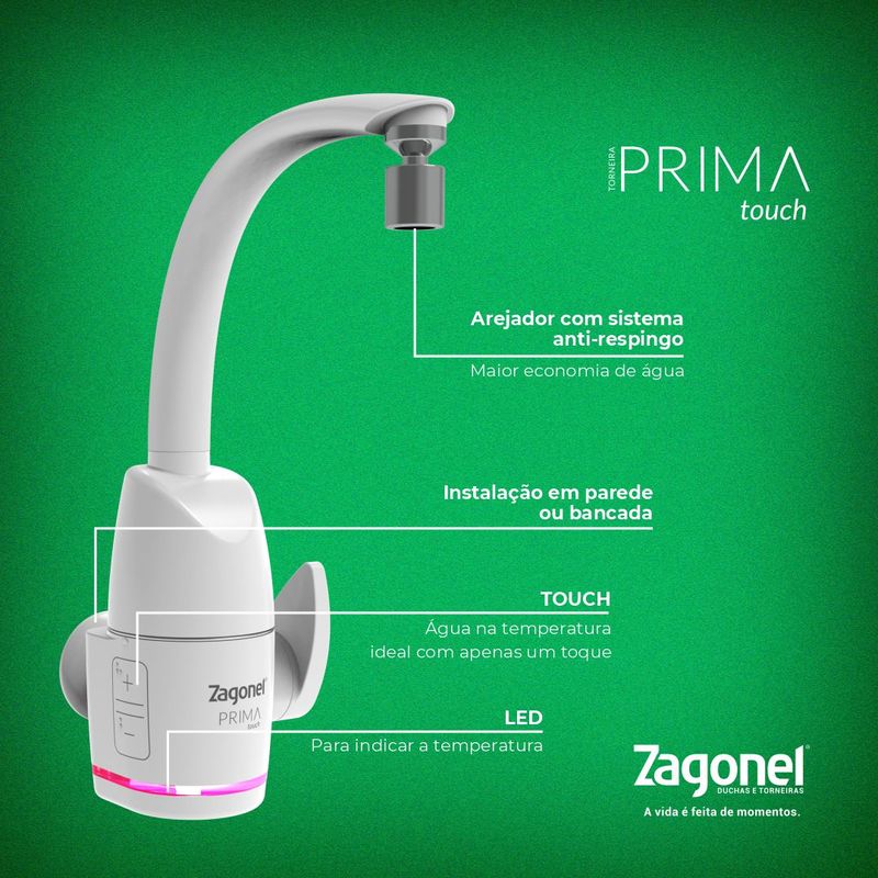 Torneira Eletrica Eletronica Prima 5500W 220V Branco - Zagonel-3.jpg