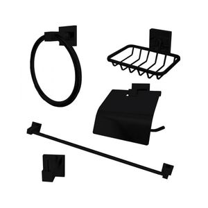Kit de Acessórios 5 Peças Quadrado Square Preto - Esteves