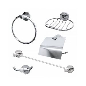Kit de Acessórios 5 Peças Redonda Cromado - Esteves