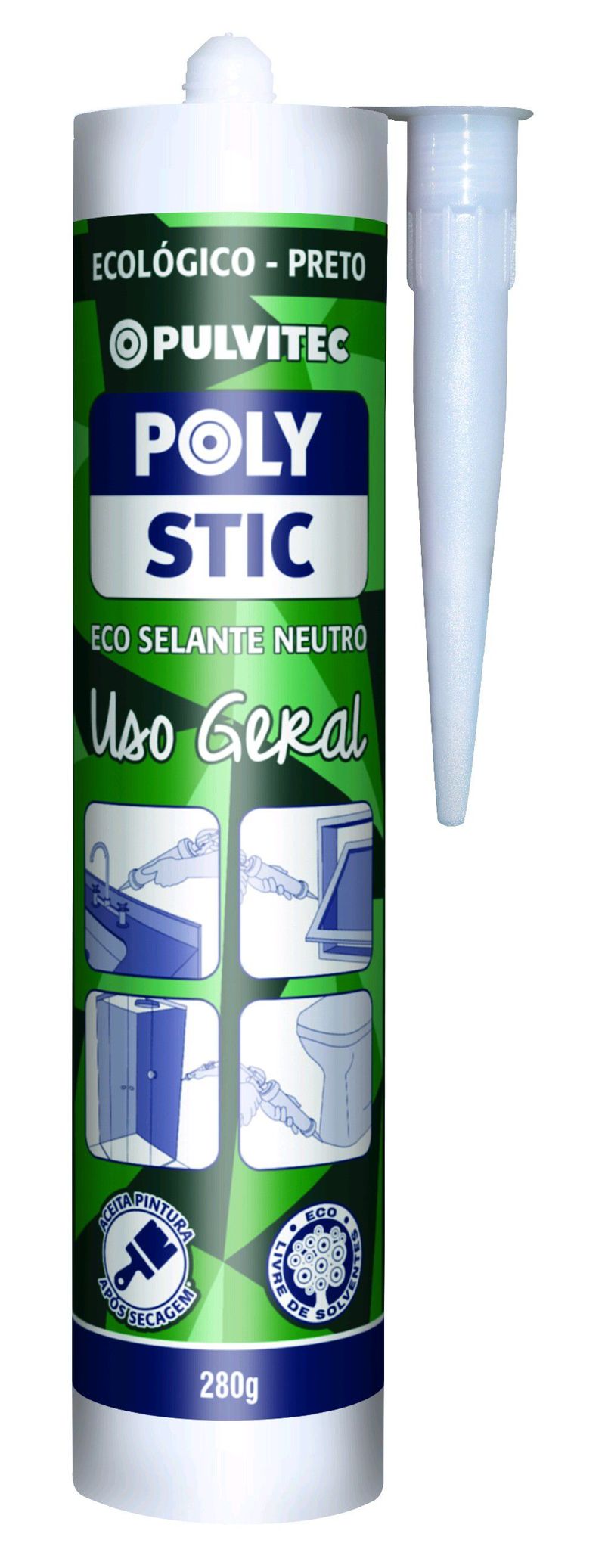 Adesivo-Ecoselante-Uso-Geral-Polystic-280g-Preto---Pulvitec