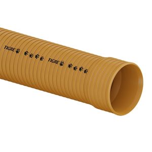 Tubo JE PVC Ultra Coletor Corrugado 200mm 6m Ocre - Tigre