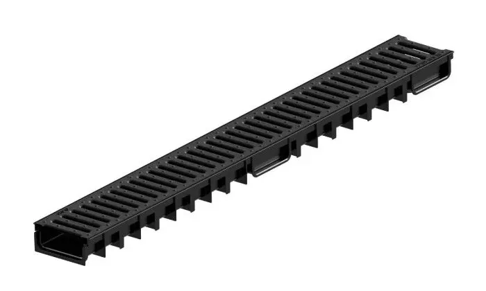 Canal Com Grelha Aco Slim H50 Preto - Aco Drenagem
