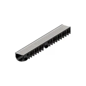 Canal com Grelha PP Saída Lateral Easyline H90 Preto - Aco Drenagem