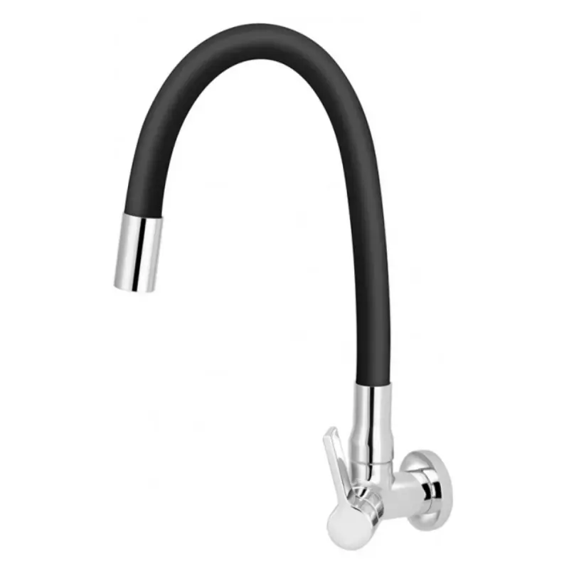 Torneira para Cozinha de Parede Bica Preta 1168 C62 Cromado - Esteves