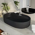 Cuba de Apoio com Mesa Oval 60cm Ebano Fosco L.14060.M.94 Deca