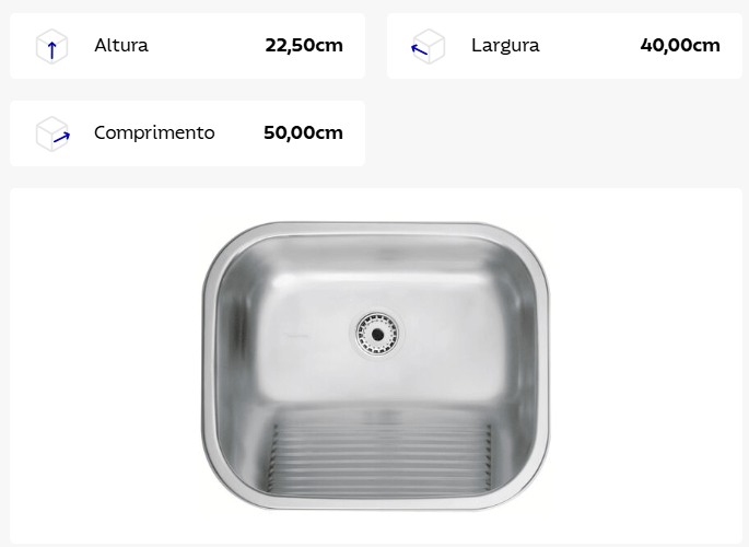 Tanque Encaixe com Válvula 312 Retangular 50x40x23cm - Tramontina