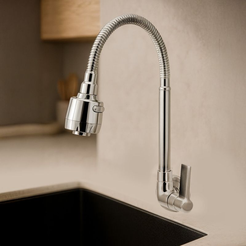 TorneiraparaCozinhadeParede14deVoltaBicaArticuladacomDuchaC60CromadoEsteves